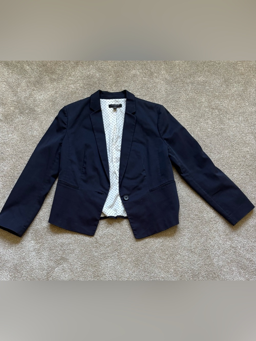 Ann Taylor Navy Single-Button Tailored Blazer